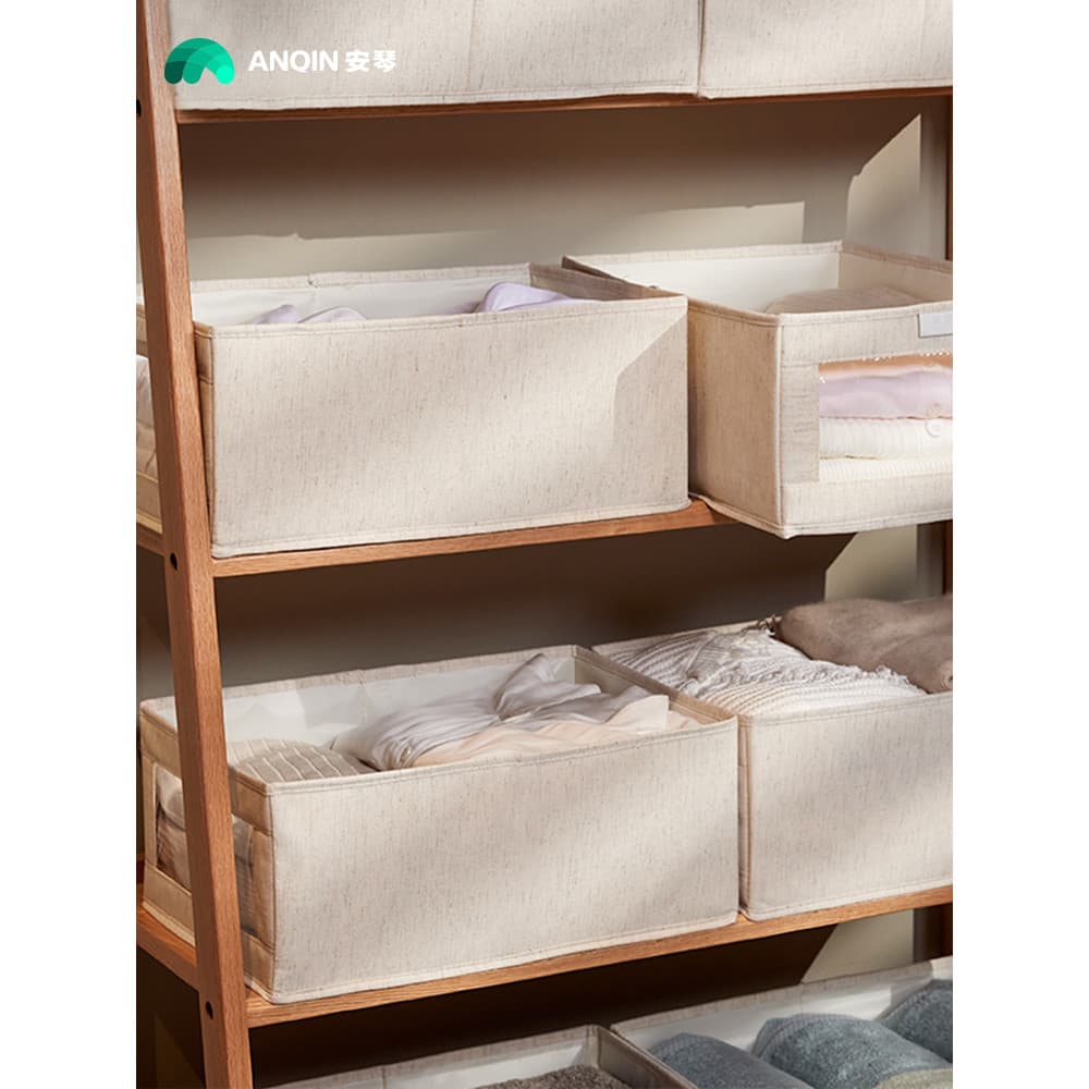 Caixa de armazenamento de roupas algodão linho Jeans calças camisola organizando cesta meias roupa interior guarda-roupa