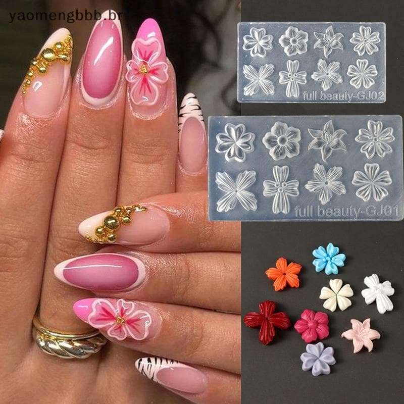 [yaobb] Pétalas De Flores De Primavera Silicone Unhas Molde Tridimensional Floral DIY Design Modelo De Manicure Escultur