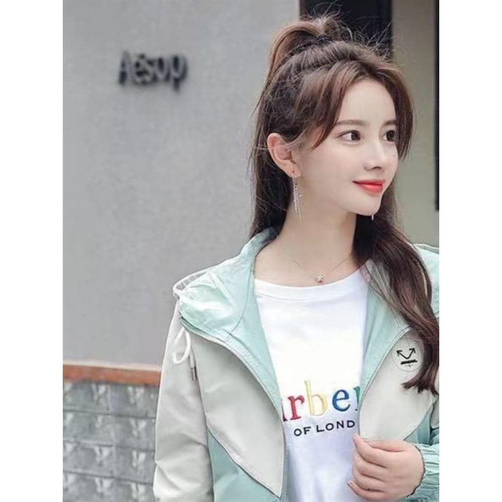 2024 primavera outono novo estilo versão coreana solto com capuz uniforme de beisebol Casual All-Match jaqueta curta fem