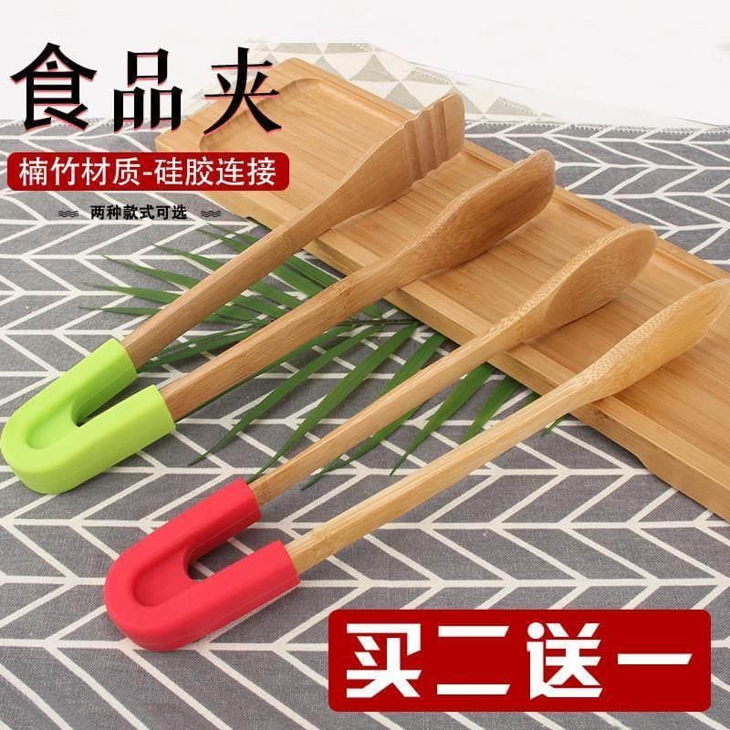 Clipe de bambu clipe de comida clipe de comida clipe de bambu grande cozinha de bambu Anti-escaldante Silicone cozido no