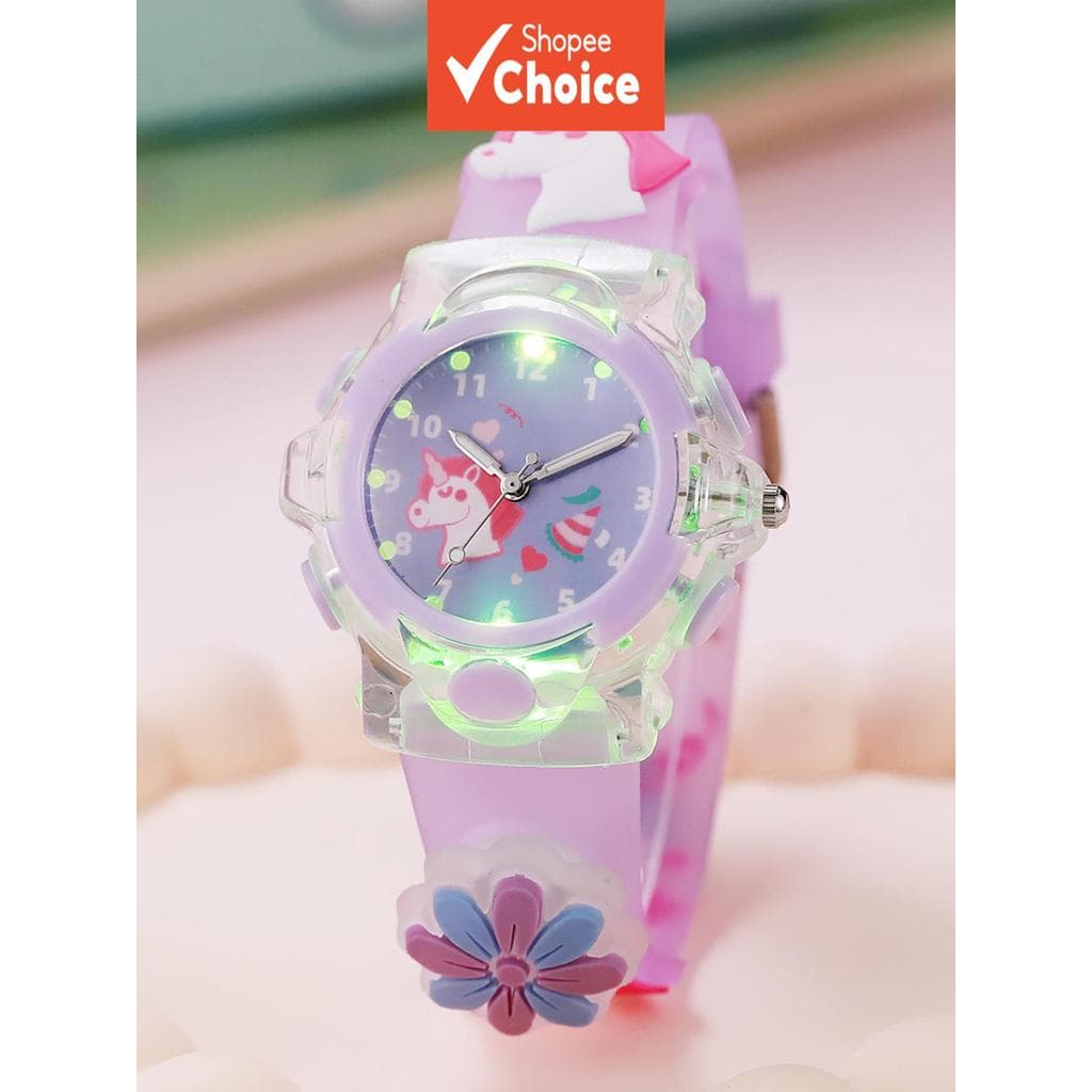 Unicórnio Brilho Geléia Crianças Relógio digital Silicone Quartzo LED Flash Para Meninas Presente Escolar Diário