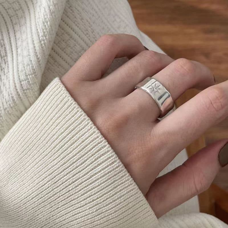 Estrela zircão anel masculino ins nicho Design abertura anel ajustável dedo indicador anel cauda novo estilo jóias