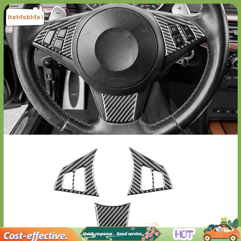 Para 5 Séries E60 2004-2007 Fibra De Carbono Volante Do Carro Capa Guarnição Adesivo Acessórios Interiores