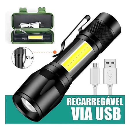 1/2/3/4 unidades Mini Lanterna Tática Com Led E Zoom-Recarregável Usb