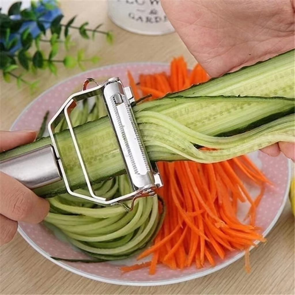 Descascador INOX Legumes Frutas Dupla Lâmina Móvel 2 Em 1/Descascador De Legumes Verduras Frutas promoção