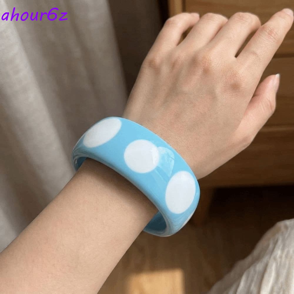 Pulseira Geométrica AHOURZ , Pulseiras Redondas De Bolinhas De Resina Larga De Hip Hop Empilháveis Em Cores Doces