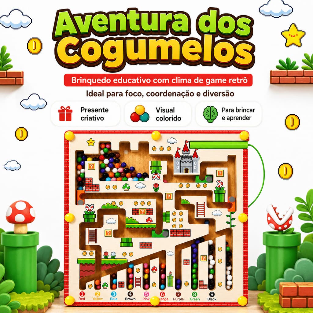 Jogo Aventura Game Retrô Labirinto Magnético Reino Mágico
