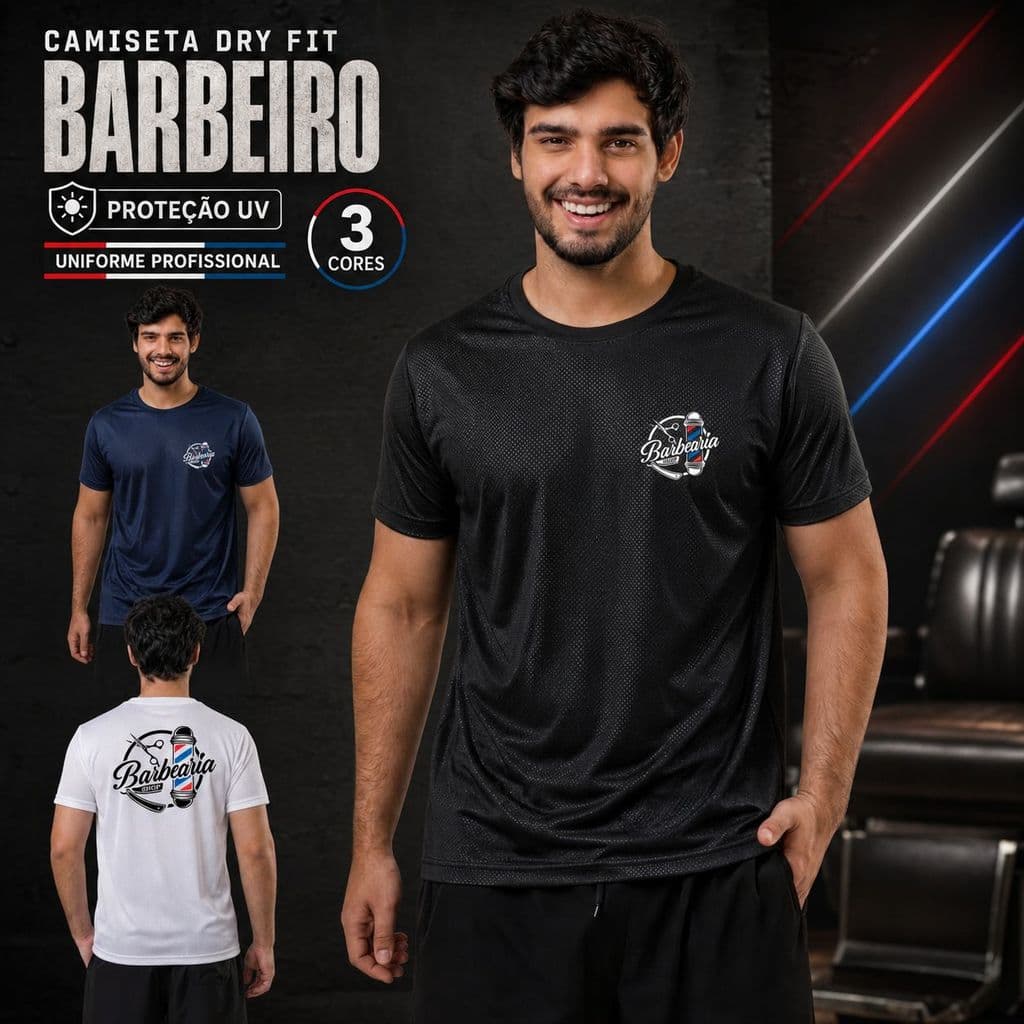 Camiseta Empresa Dry Fit Uniforme Barbeiro Sport UV