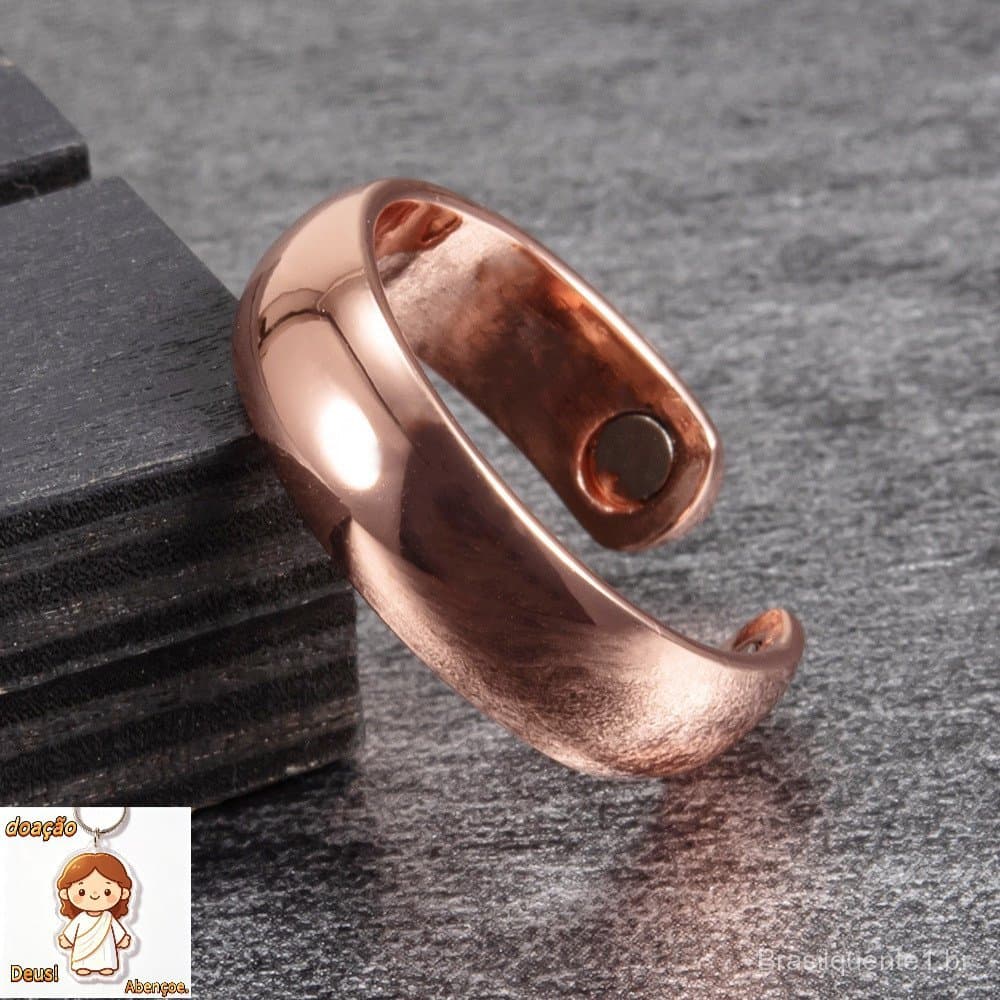 Anéis De Cobre Puro Magnéticos Acabados Energia Saúde Superfície Lisa Jóias Minimalistas De 6mm Dedo Aberto Ajustável
