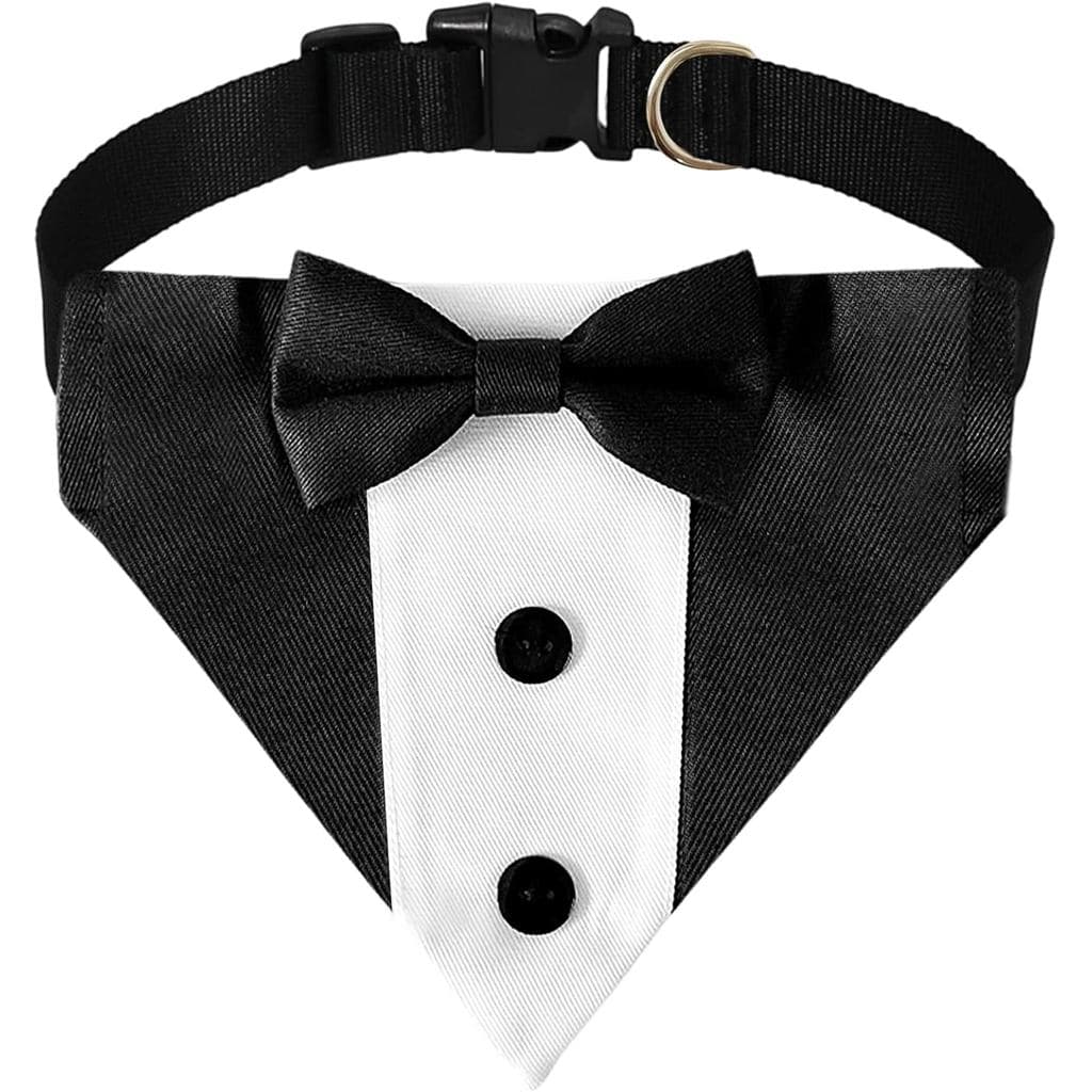 Coleira de Smoking para Cães com Bandana e Gravata Borboleta, Traje Formal Ajustável para Cães Pequenos, Médios e Grande