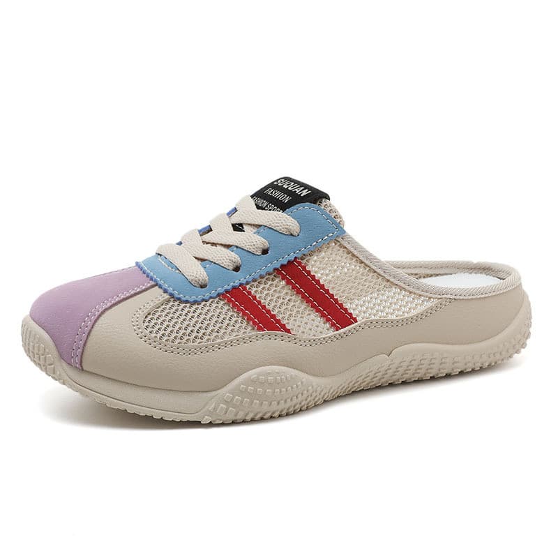 K1512 Baotou Chinelos Primavera Verão Malha Respirável Sapatos Casuais Resistentes ao Desgaste Respirável Sapatos Estuda