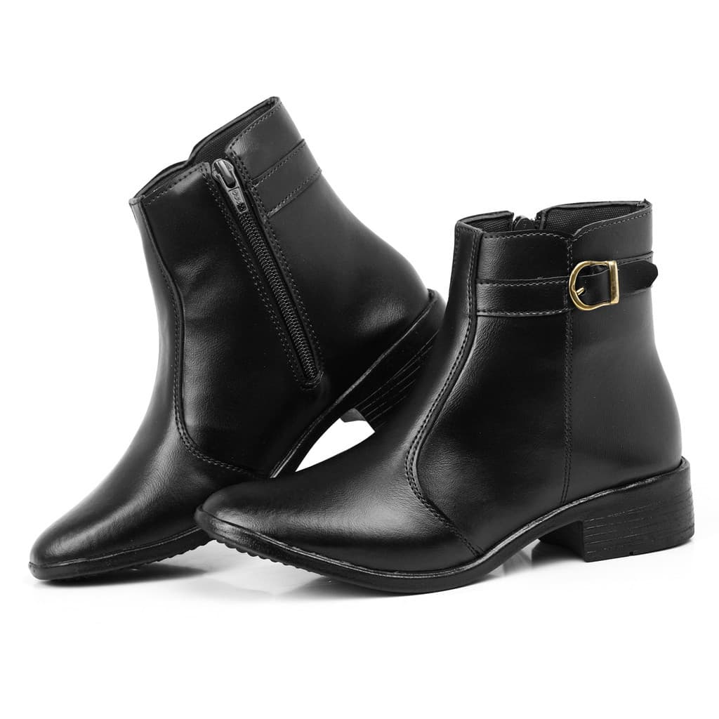Bota Botinha Feminina Com Ziper Fivela Estilosa Leve Dia a Dia
