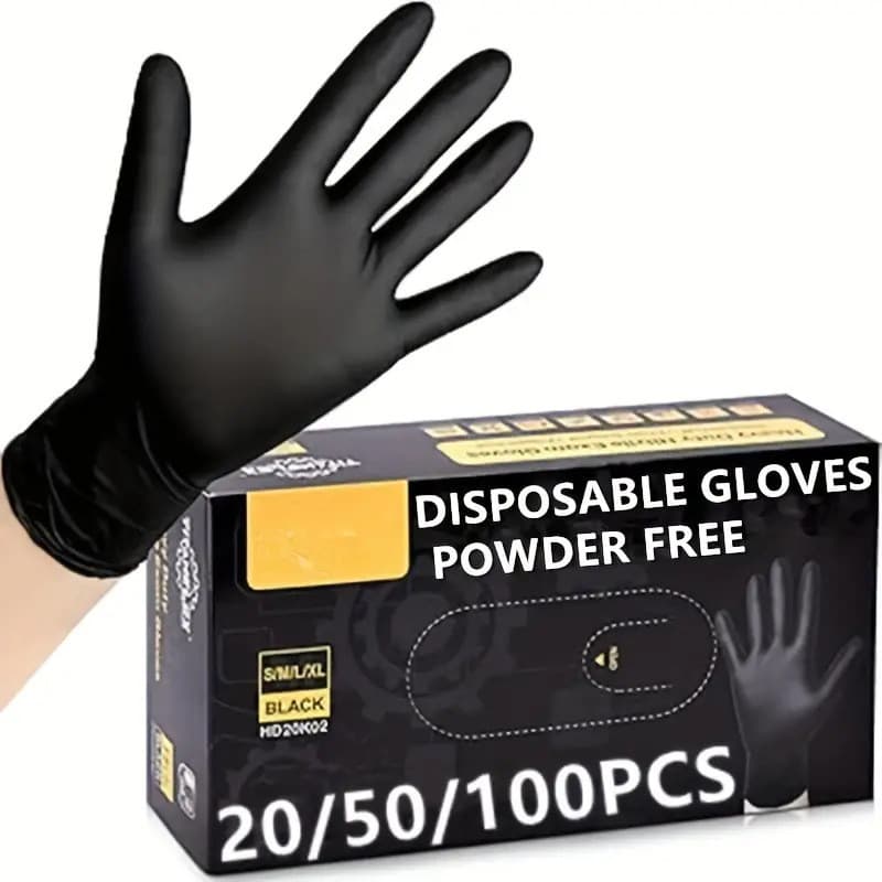 【Proteção Impermeável】Luvas de Nitrilo Pretas para Cozinha/Descartáveis/Kitchen/Segurança