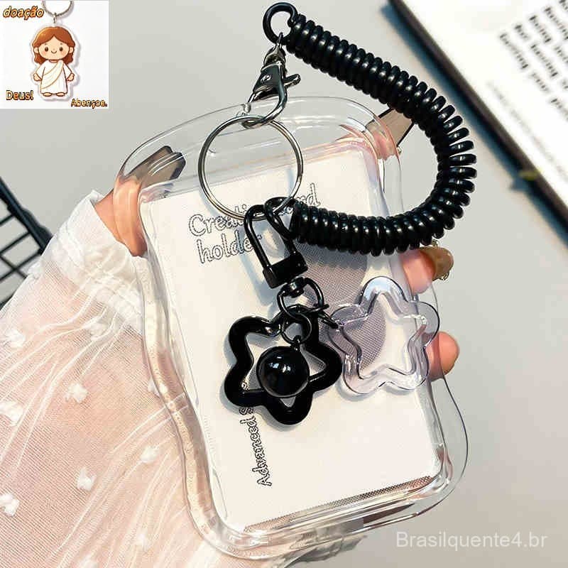 Porta-Cartões Fotográficos Transparente Kpop Idol Fichário Photocard Backbag Pingente Decoração Chaveiro