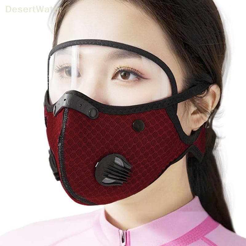 < DesertW > Nova Máscara Facial De Ciclismo Com Óculos De Filtro De Poeira Esporte Lavável Reutilizável Para Homens Filt