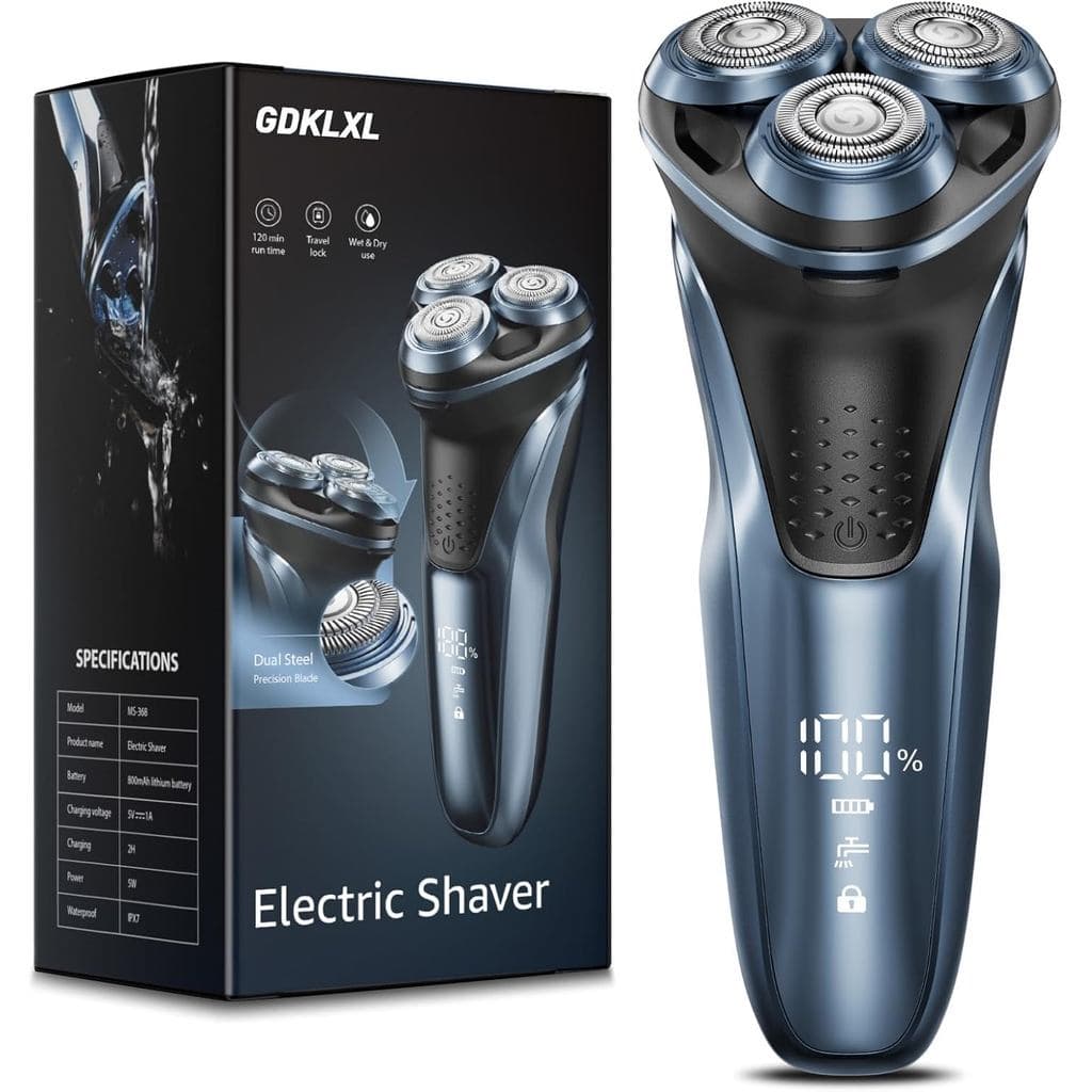 Barbeador Elétrico Recarregável para Homens: À Prova d'Água IPX7, Cabeça Flutuante 5D - 90 Minutos de Autonomia, Carrega
