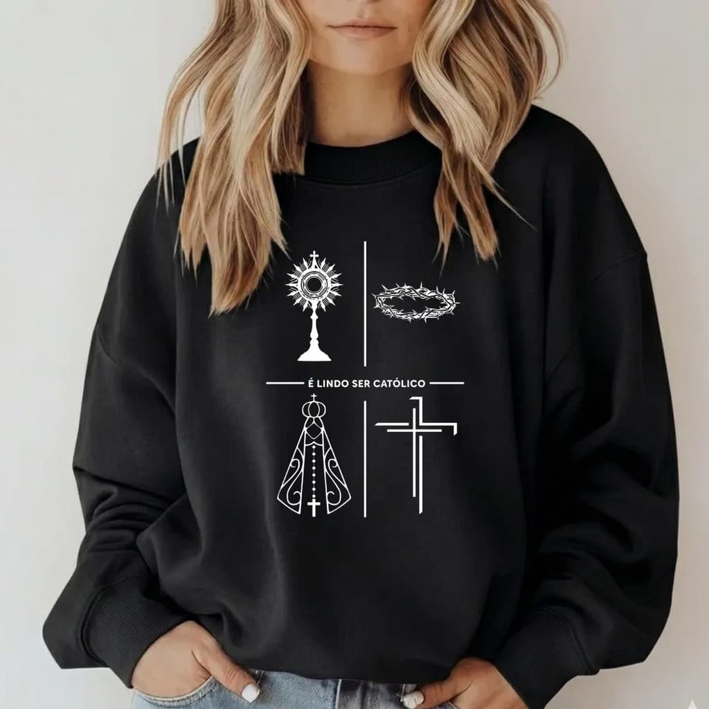 Moletom Careca Conforto Unissex Religioso Cristão Lindo Ser Católico