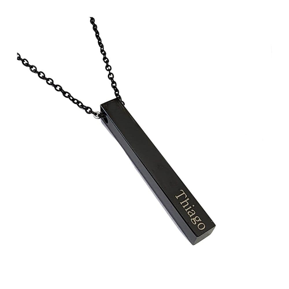 Colar Preto Gargantilha Aço Inox Masculina Feminina Com Gravação Personalizada Com Seu Nome