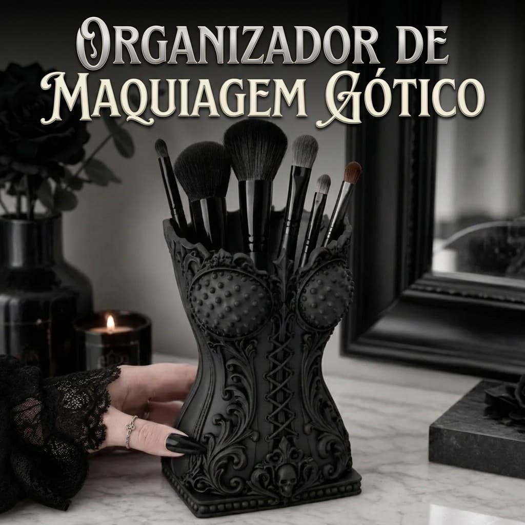 Organizador de Maquiagem Porta Pincéis Corselet Gótico Dark Estética Sombria Penteadeira Trevas