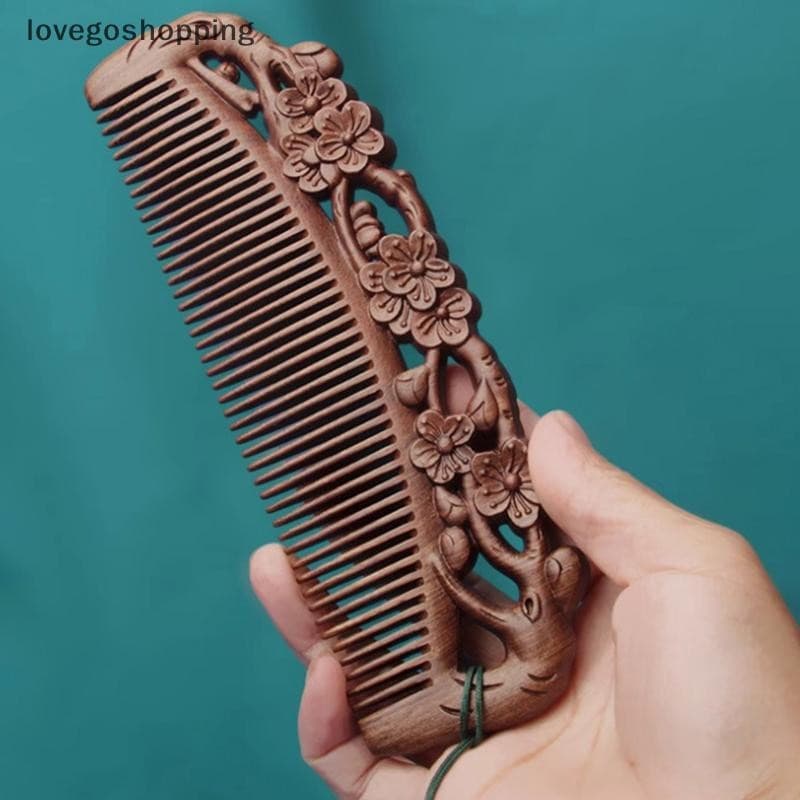[lovego] Pentes De Sândalo Natural Madeira Maciça Escultura Requintada Pente De Lótus Antiestático Barba Artesanato Esti