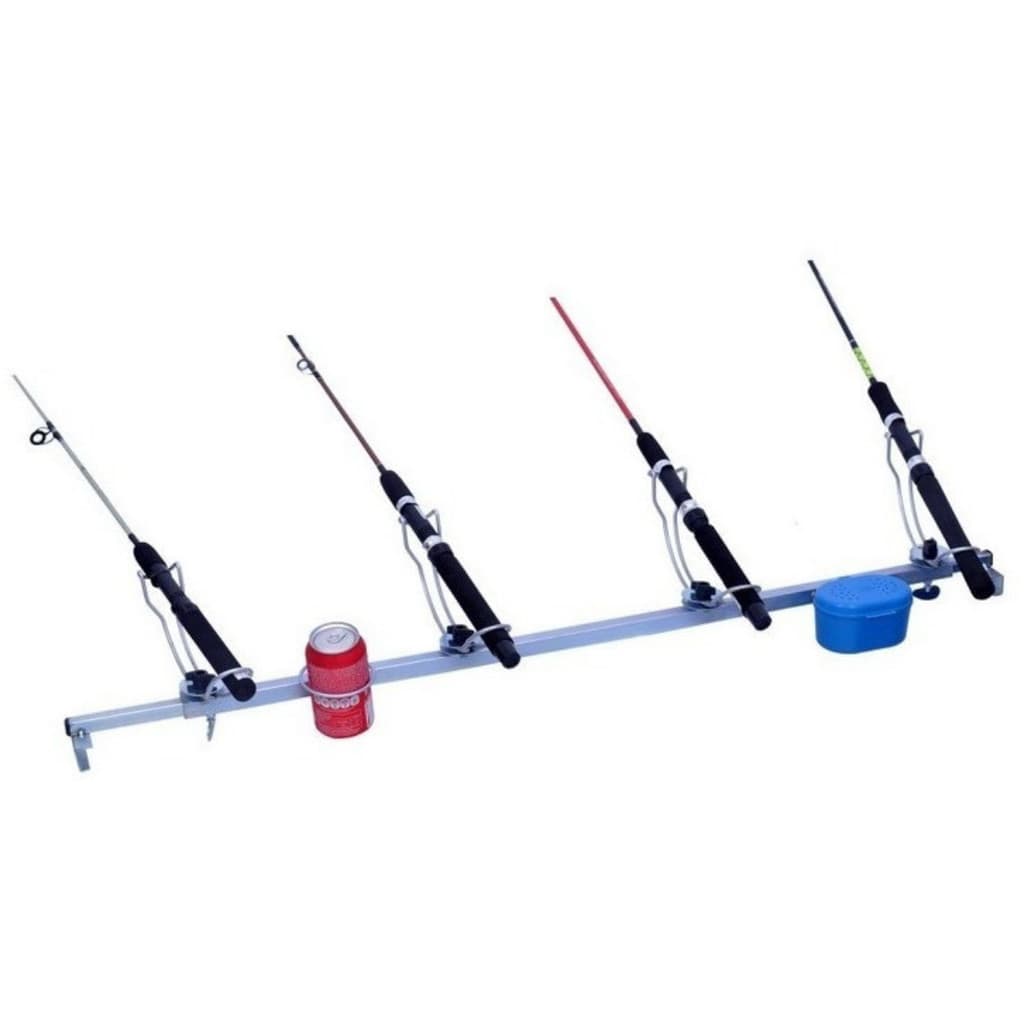 Suporte para Barco 4 Varas com Porta Isca e Porta Lata Aço Galvanizado