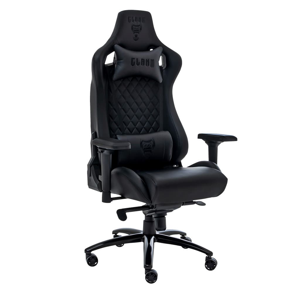 Cadeira Gamer CLANM King Heavy Duty Black CK005 Couro Sintético PU Premium Reclinável 90° até 180kg
