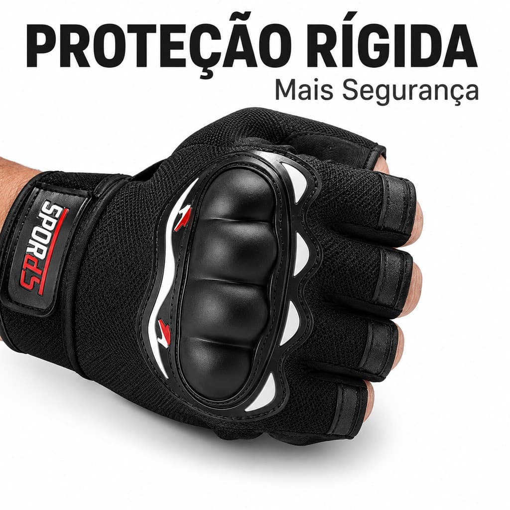 Luva Tática Meio Dedo Antiderrapante com Proteção Rígida para Moto Academia Ciclismo Airsoft Fitness Trekking