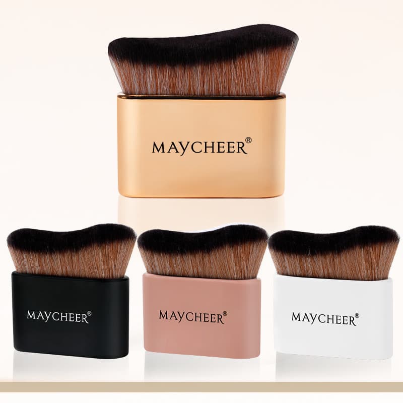 Pincel de Maquiagem Ondulado Grande Unitário Cerdas Macias Multifuncional para Base Blush Pó Compacto