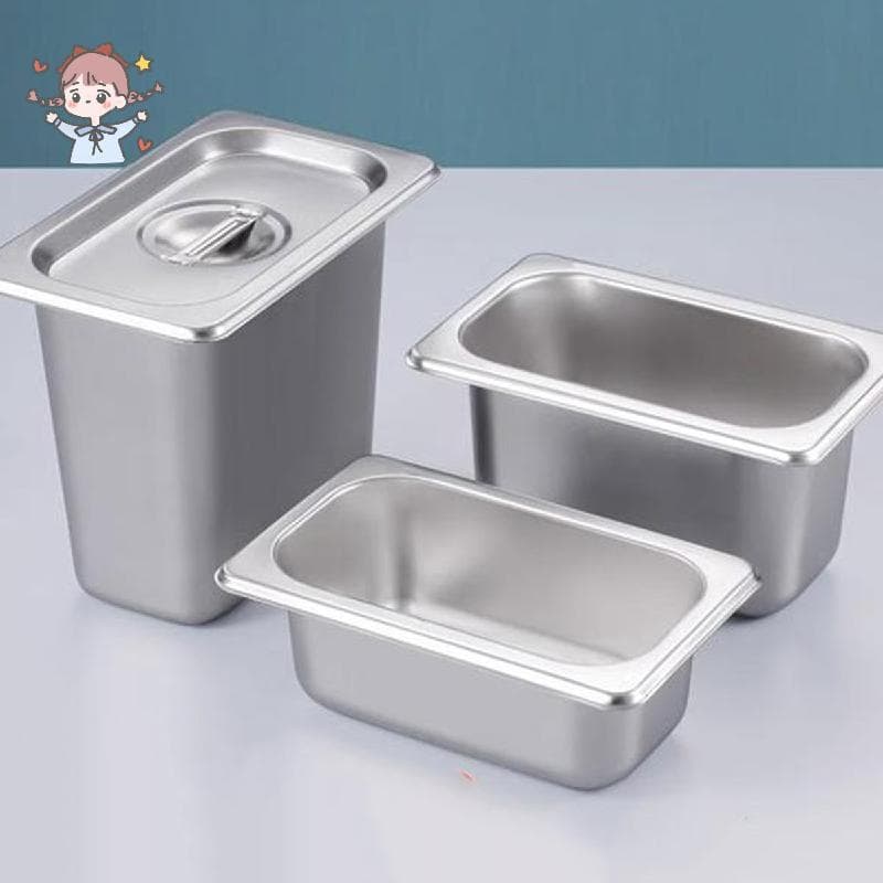 Bandeja De Alimentos Coberta De Hotel Tamanho 1/9-4 Polegadas De Profundidade De Aço Inoxidável De 4 Peças , Adequada Pa
