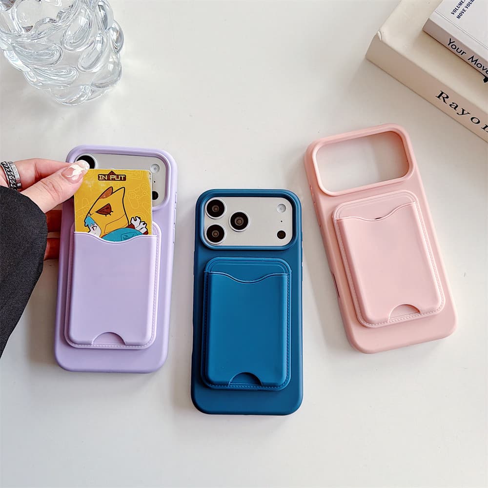 Luxo Magnético Líquido Silicone Caso De Telefone Para iPhone 15 16 17 Pro Max Saco De Cartão Carteira Doce Cor À Prova D