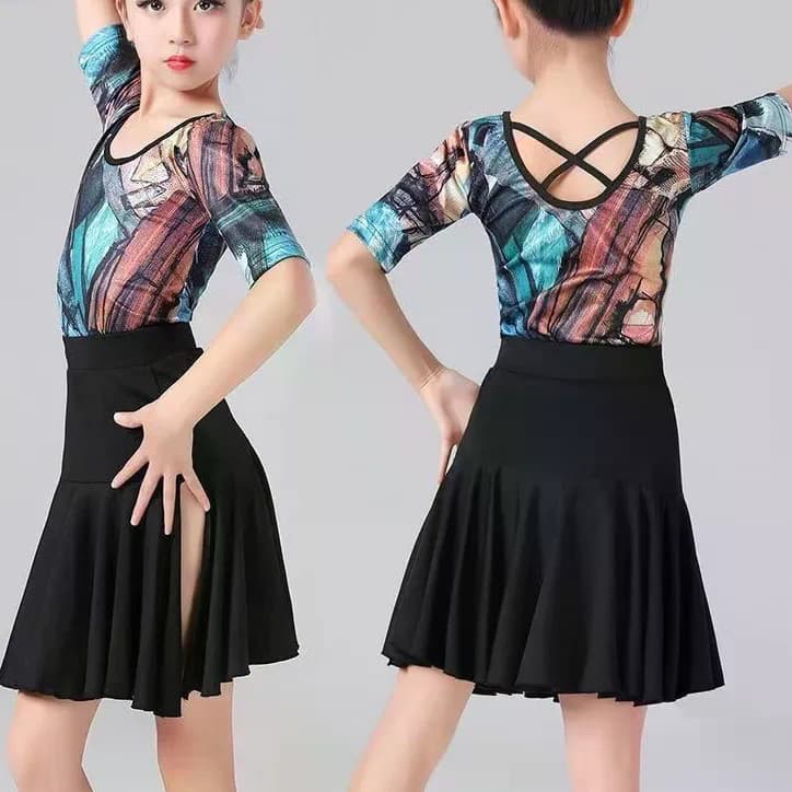 [WDF] Fantasia de dança estilo exame de dança profissional para meninas, camiseta de competição de estudante de dança la
