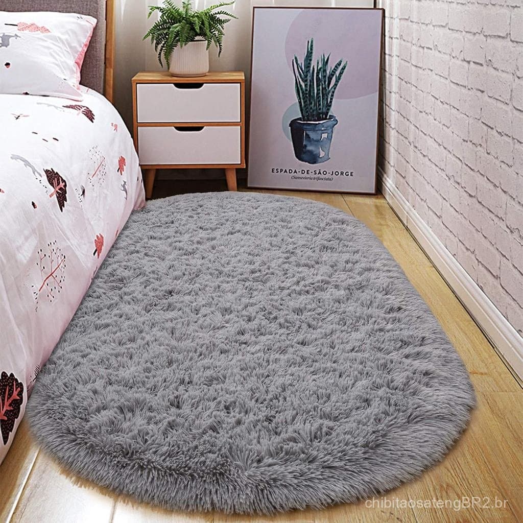 Tapete Felpudo Lavável Ultra Macio junovo - Tapete Oval Antiderrapante para Quarto de Bebê, Quarto Infantil e Decoração