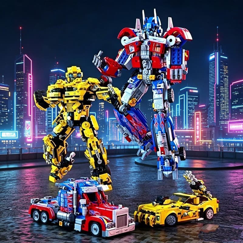 Educação Infantil DIY Mini Construção Tijolo Deformação Robô Mech Bumblebee Optimus Prime Blocos De Modelo Carro Menino