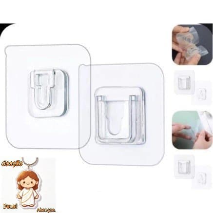 5/10/15 Pares Gancho Adesivo Macho Fêmea Dupla Face Transparente Sem Furos Pregos Para Banheiro E Cozinha