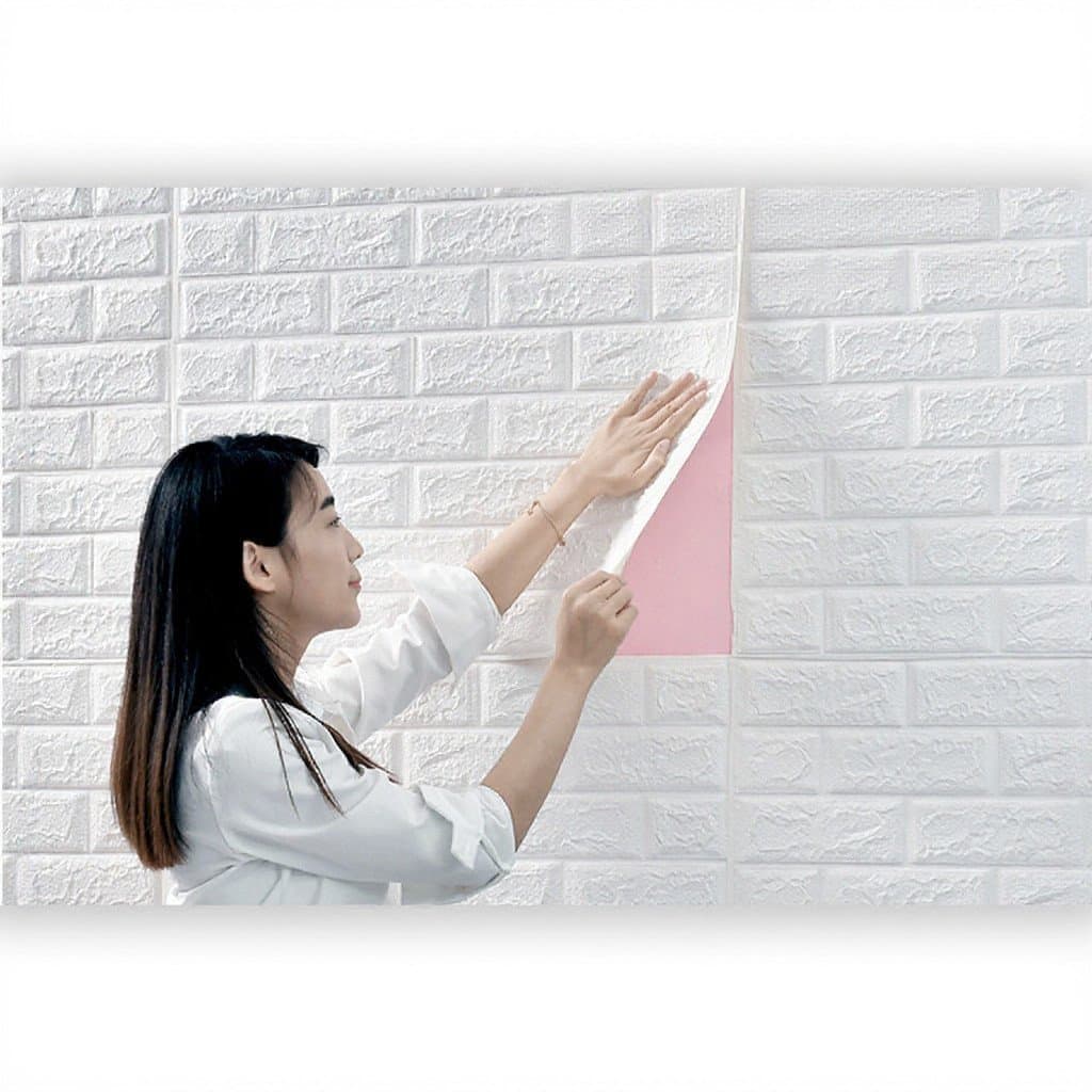 Papel de Parede Adesivo 3D DIY de Espuma com Efeito de Tijolo 70x77cm / Adesivo de Parede 3D DIY