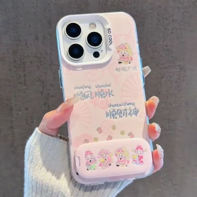 Shunfeng Shunshui Adequado para Xiaomi 17 Capa de telefone OPPO Reno14 Ano Novo Feminino VIVO Suporte de espelho de dese