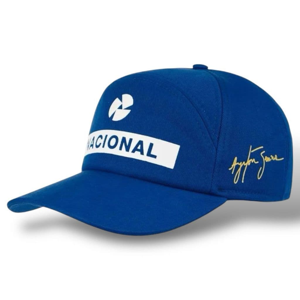 Boné Clássico Ayrton Senna Nacional Azul com Assinatura