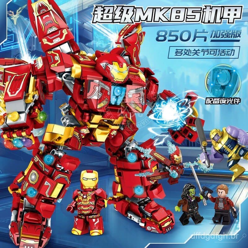 铁人机器人，compatível Marvel Vingadores Homem De Ferro robô Mecha Hulkbuster MK44 Figuras Blocos De Construção Brinquedos，数字