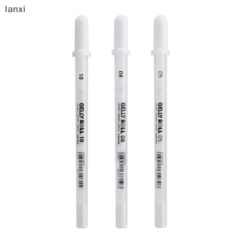 [LANXI] Conjunto De Canetas De Gel Brancas Gelly Roll-0.5/0.8/1.0 Mm Para Arte E Papelão