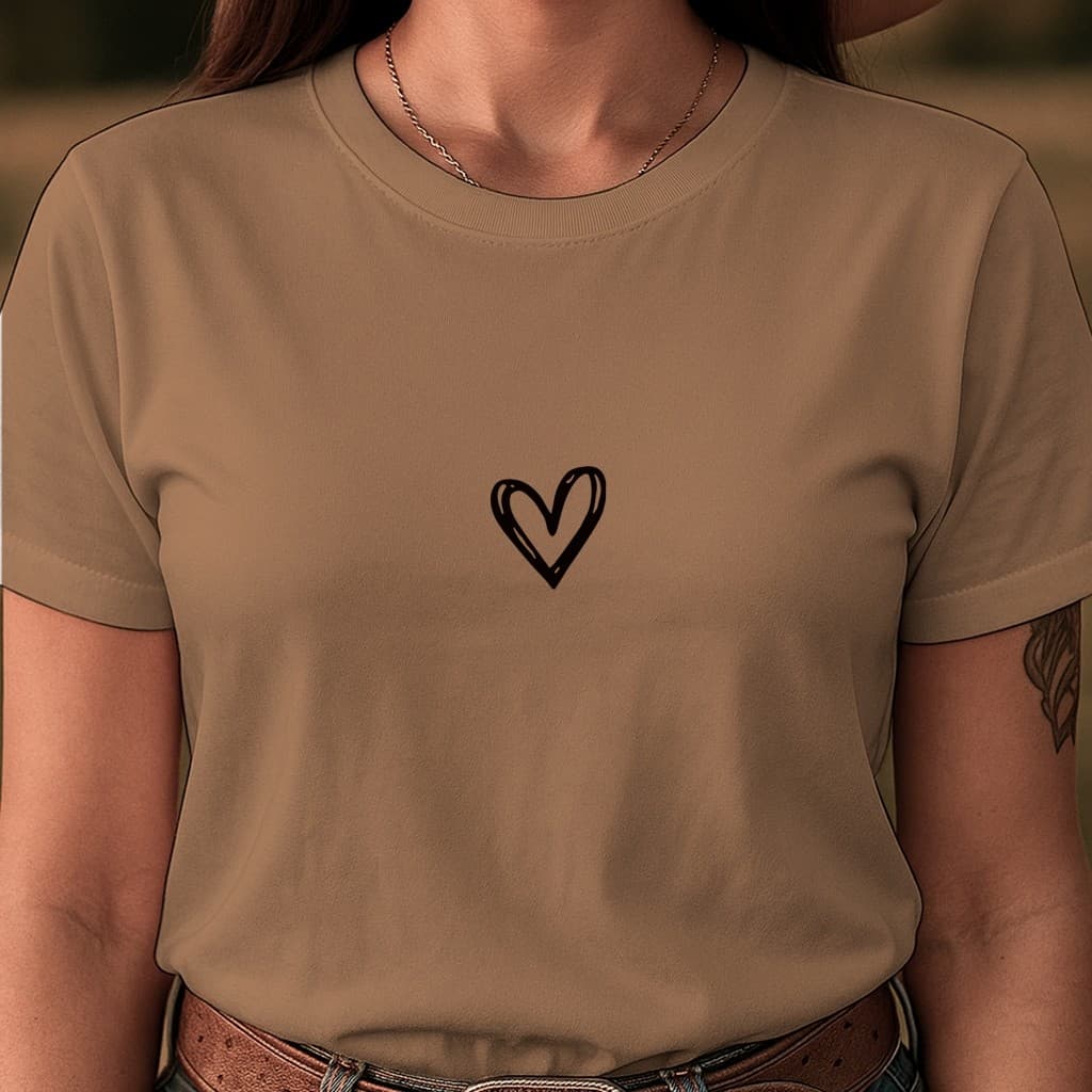 Camiseta Coração Minimalist Feminina Cute Camisa Blusa Alta Qualidade 100% Algodão FRETE GRÁTIS