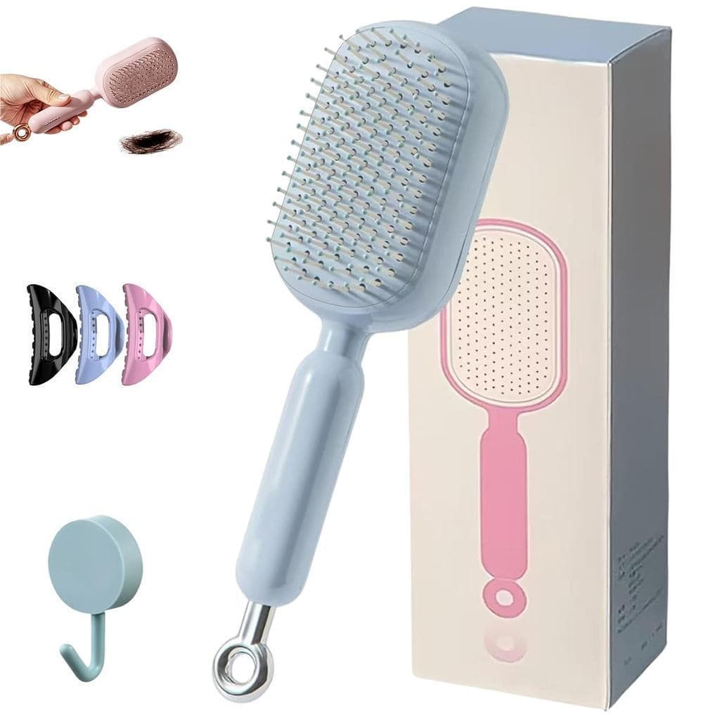 Escova de Massagem Retrátil com Almofada de Ar, Escova de Cabelo Autolimpante para Mulheres e Homens, Escova de Cabelo R