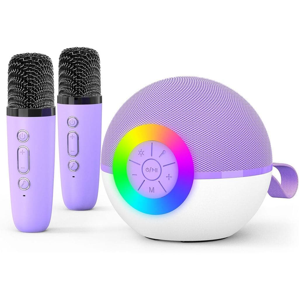 goopow Mini Máquina de Karaokê com Alto-falante para Crianças, Microfone Bluetooth Portátil com Luz LED, Melhor Presente