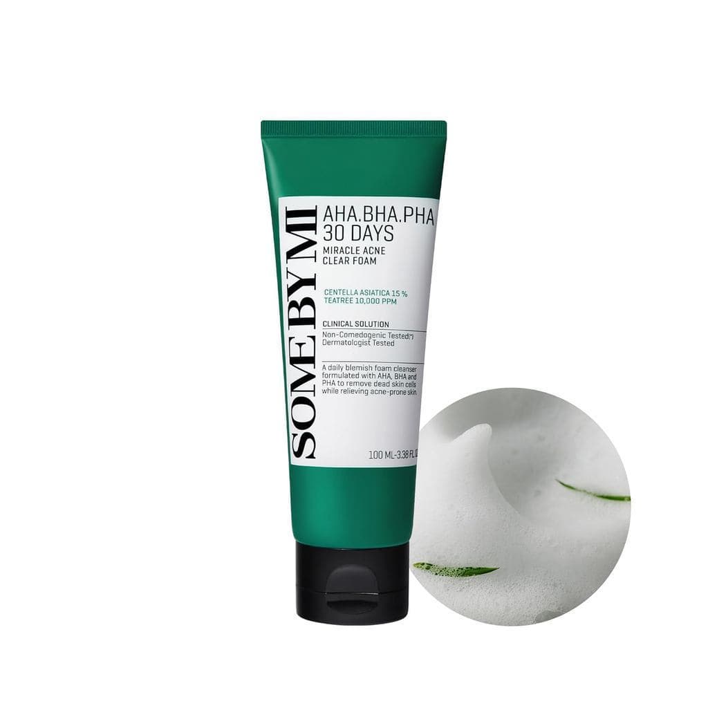 SOME BY MI AHA BHA PHA Espuma Milagrosa para Acne em 30 Dias – 3.38oz, 100ml – Sabonete Facial Coreano para Acne para um
