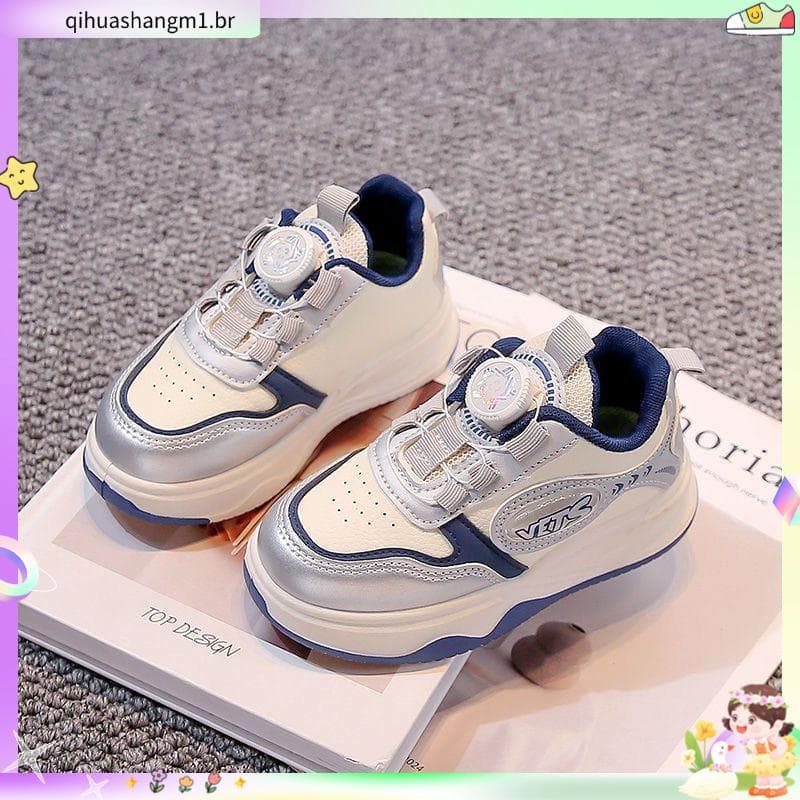 Meninos sapatos esportivos 2026 novo estilo primavera outono preto tênis infantis meninas sapatos grandes meninos botão