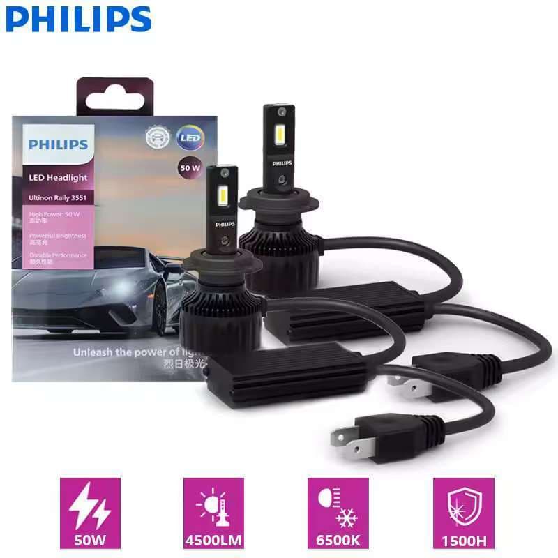 Philips LED H4 H7 H11 Ultinon Rally 3551 9005 9006 9012 Luz Do Carro 100W 9000LM 6500K Branco Alto Lúmen Watt Lâmpadas A
