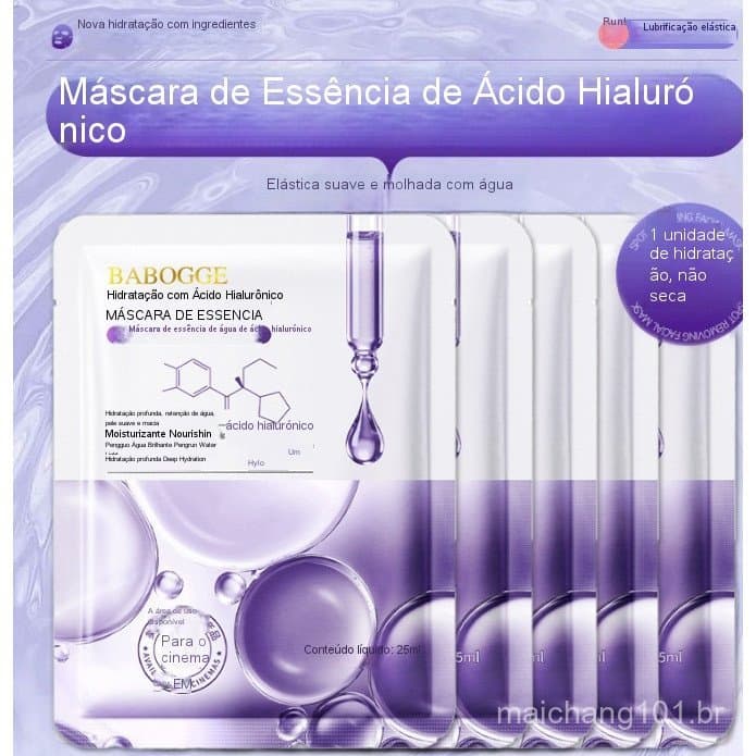 Máscara Hidratante de Ácido Hialurônico - Firmadora, Iluminadora, Hidratante, Calmante, Umectante - Adequada para Pele S