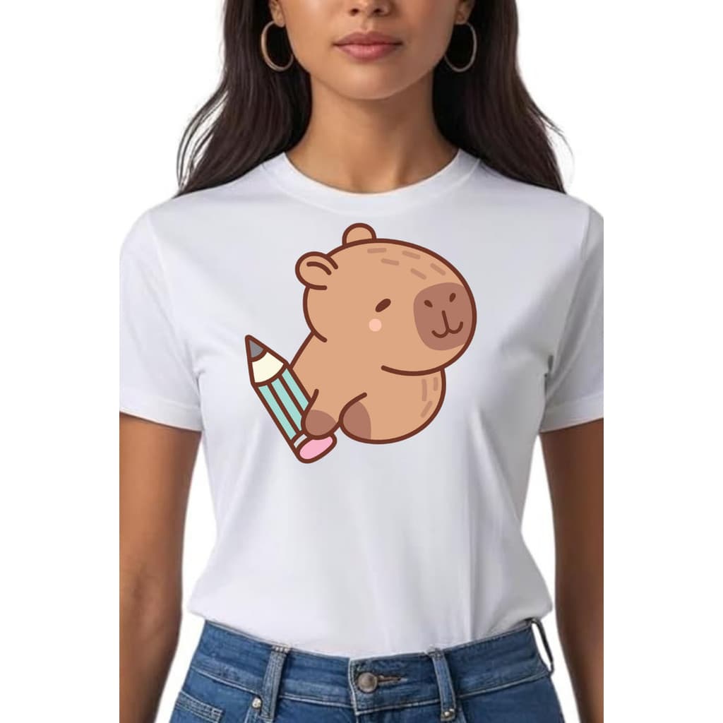 Camiseta T-shirt Capivara Lápis 100% Algodão Blusa Camisa
