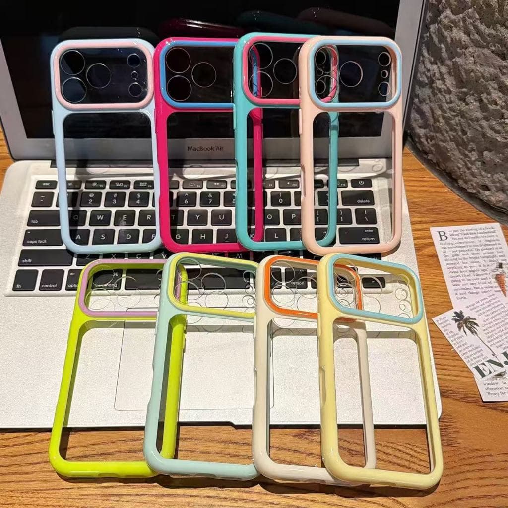 Novo TPU Transparente Contrastante Para iPhone 11 12 13 14 15 16 17 Pro Max Capa De Telefone Air Plus Com Tudo Incluído