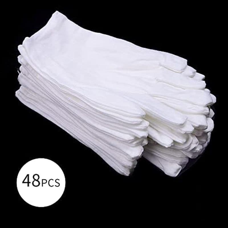 Luvas Brancas De 48 Unidades , 24 Pares De Algodão Macio , Branco Hgminwarm São Usadas Para Cosméticos , Inspeção De Moe