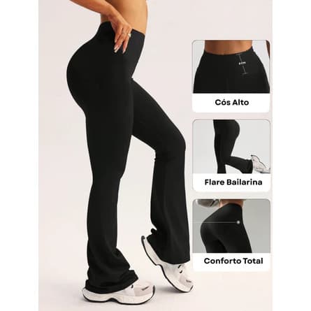 Calça Legging plus size g1 g2 g3 Flare Flanelada Leg Boca De Sino Bailarina Grossa Zero Transparência